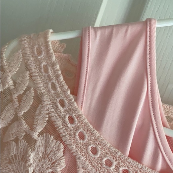 Pink lace dress with pink slip - Picture 5 of 5